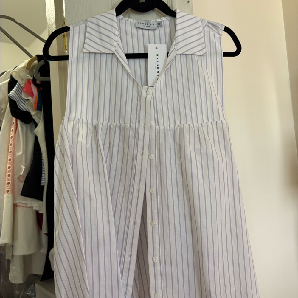 Striped Sleeveless Button-Up Tank Top